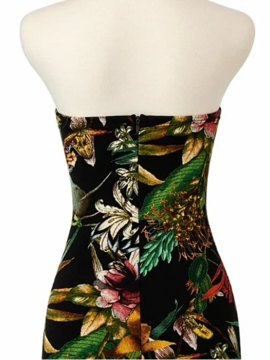 Fashion Nova Womens S Black Tropical Floral Strapless Cutout Romper Shorts Lined - Picture 6 of 10